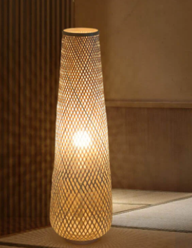 Modern Floor Lamp Tall Decorative Corner Lamp Bamboo Rattan Portable Restaurant Living Room Bedroom Lighting