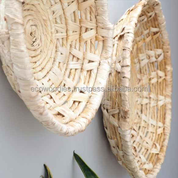 New Design  High Quality Bamboo Seagrass Wall Basket Wall For Home Decoration Rattan Wall Hanging Basket