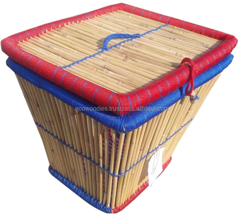 Eco Friendly Handicraft Bamboo Cane Storage Box With Lid Wholesale Gift Basket Multifunction Closet Designer Wicker Baskets