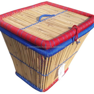 Eco Friendly Handicraft Bamboo Cane Storage Box With Lid Wholesale Gift Basket Multifunction Closet Designer Wicker Baskets