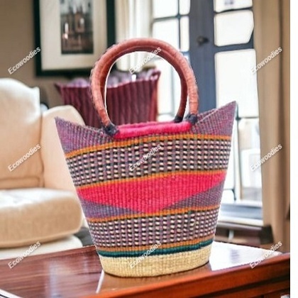 Premium Underarm Bag Fashionable Woven Straw Water Hyacinth Seagrass Wicker Basket Storage with Handle Handicrafts Bag for Women