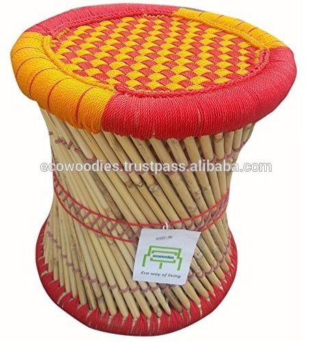 Handmade Bamboo Sarkanda Indian Cane Rattan Pouf Muddha Footrest Stool Ottoman For Living Room Garden Outdoor Restaurant Hotel