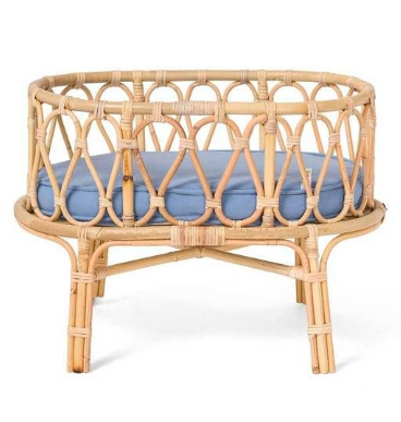 Wholesale Assembled Wooden Gift Toys Cradle Unique Rattan Bamboo Baby Bed Wicker Cane Baby Doll Toys Crib