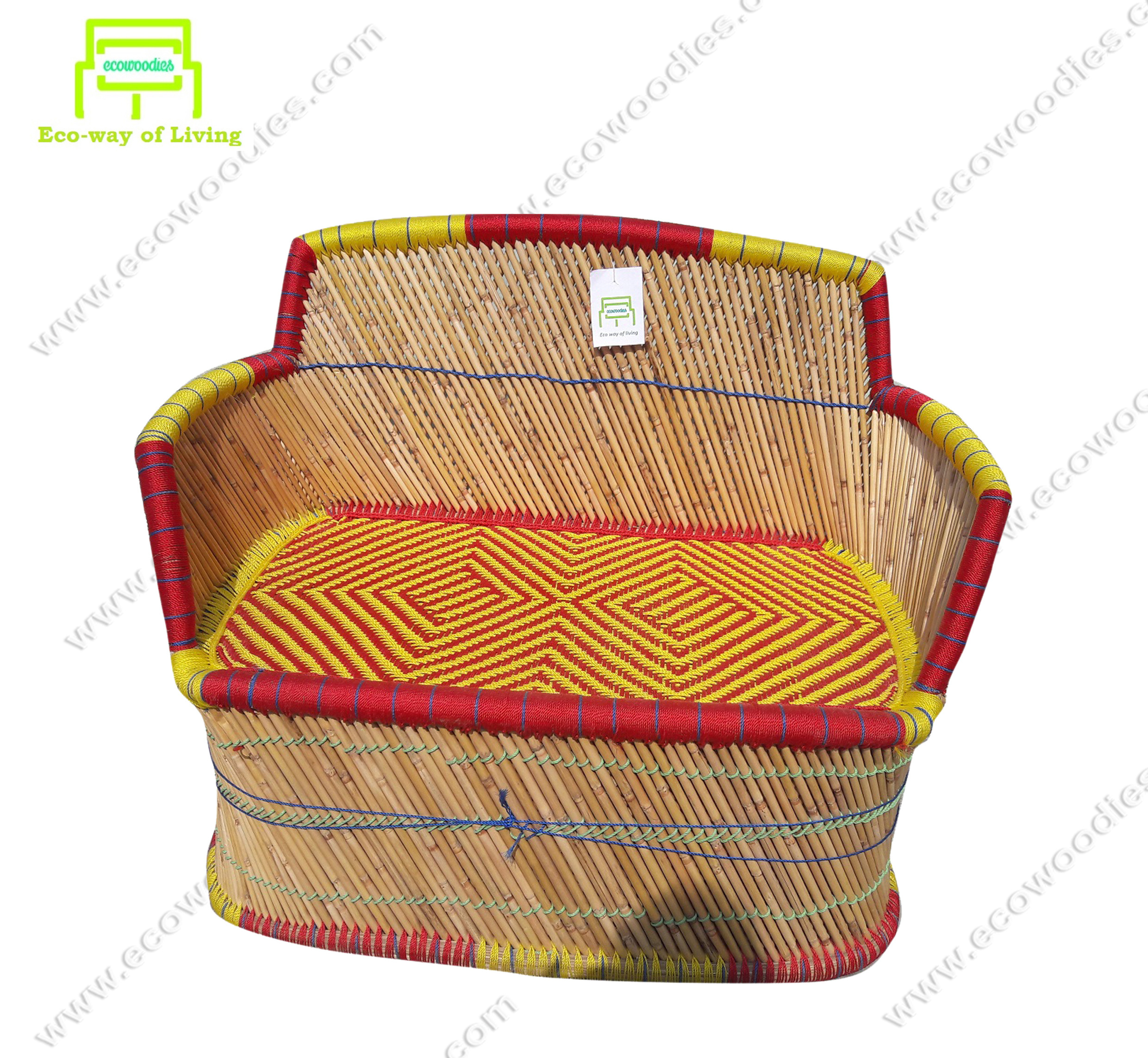 2024 Popular 2021 New Model Red Yellow Woven 2 Seat Outdoor Sofa Chair Rattan Wicker Furniture for Restaurant Living Room Wholesale