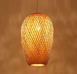 Wholesale Foyer Retro Design Kitchen Hanging Handmade Lantern  Bamboo Lamps Rattan Wicker Living Room Designer Lamp  For Hall