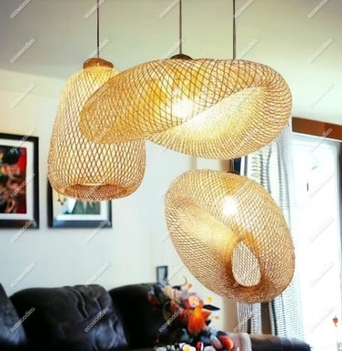 Design Style Bamboo Lighting Vintage Hand Made Rattan Drop Lights for Bedroom Retro Bamboo Rattan Lamp Rattan Ceiling Lamp