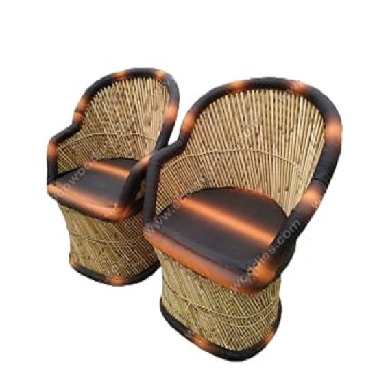 Royal Design Comfortable High Quality Bamboo Cane Throne Chair Set of 2 For Garden Dining Restaurant Indoor Outdoor Chair