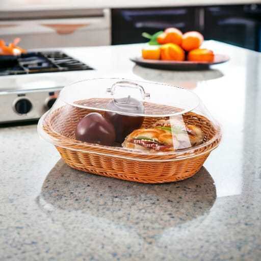 Cheap Rattan Basket Tray Rectangle Woven Bread Rattan Serving Tray Fruit Trays Small Size Storage Basket With Lid Plastic