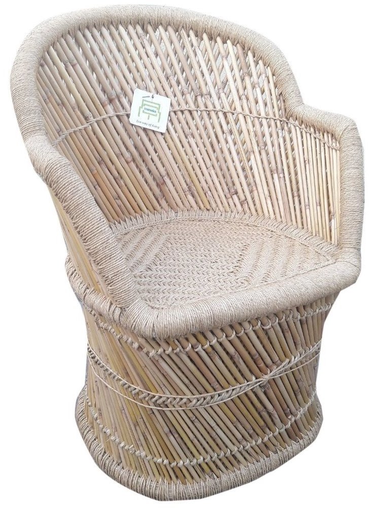 2023 Modern Handmade Bamboo Rattan Chair Set Of 2 With Pouf Stools For Living Room Office Cafeteria Chair Set At Best Price