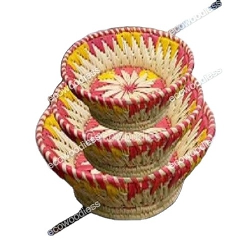 New Fashion Natural Rustic Wicker Sabai Grass Flower Basket For Home Wedding Party Festival Christmas Decoration Rattan