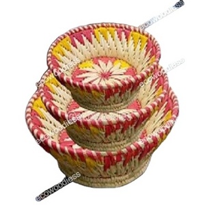 New Fashion Natural Rustic Wicker Sabai Grass Flower Basket For Home Wedding Party Festival Christmas Decoration Rattan