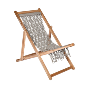 Best Price Boho Style Braided Folding Lounge Chair Macrame Garden Recliner Wooden Folding Beach Chair