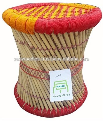 Handmade Bamboo Sarkanda Indian Cane Rattan Pouf Muddha Footrest Stool Ottoman For Living Room Garden Outdoor Restaurant Hotel