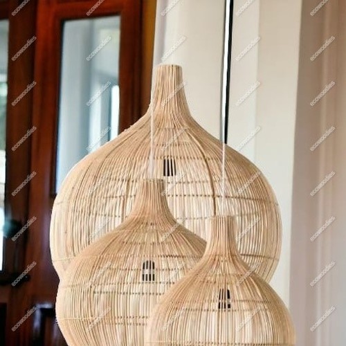 Minimalist Home Living Room Decor Rattan Lamp Shade Cover Bamboo Wicker Lampshade Hanging Indoor Chandelier Pendant Light