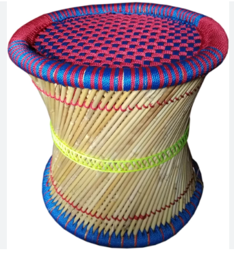 2023 New Design  Eco Friendly Handicraft Bamboo Cane Round Garden Solid Wood Siting Stool Ottoman Best Price