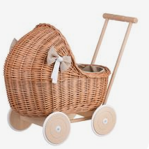 Luxury Baby Doll Stroller Rattan Doll Pram Toys Stroller Push Pull Baby Toys Doll Stroller Baby Toy