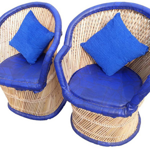 2024 Ergonomically Bamboo Luxury Cushion Rattan Wicker Chairs Set of 2 pcs for Office Garden Restaurant Patio Balcony Outdoor Chair