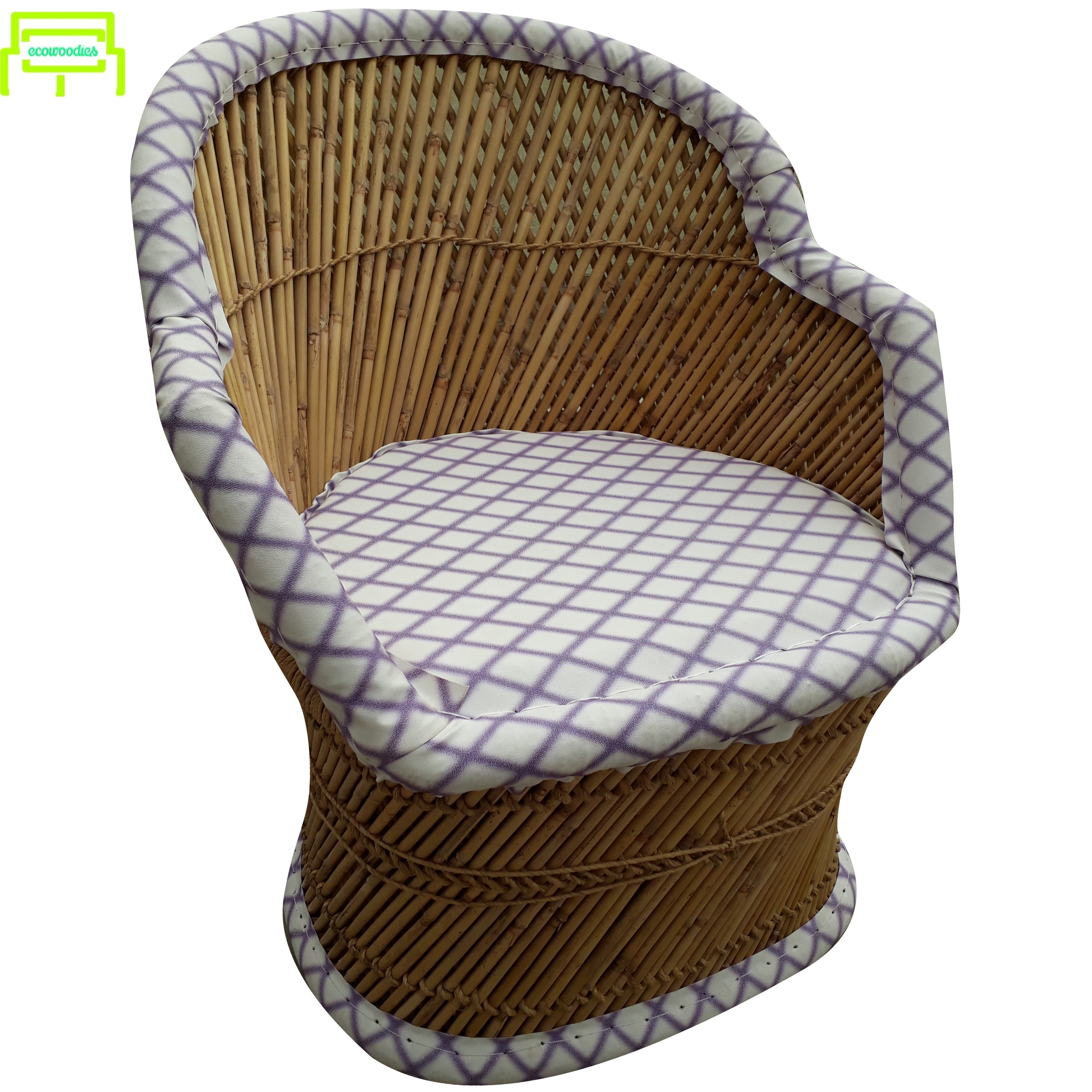 Factory Made Rattan Wicker Single Bamboo Armrest Chair With Back Cushion Bistro Chair For Garden Living Room Balcony Chair