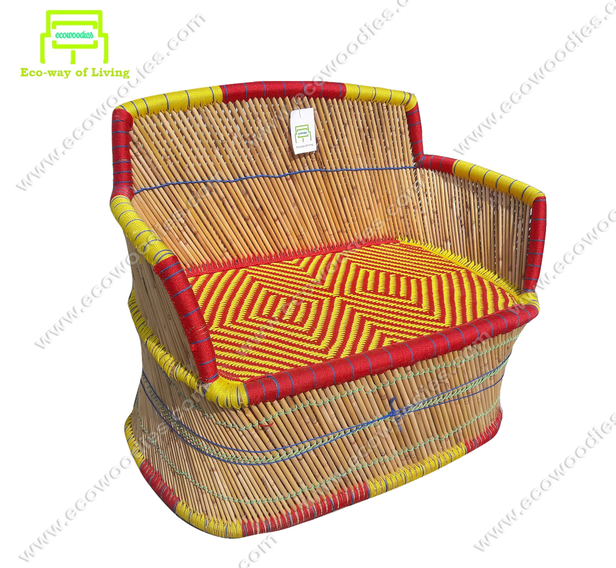 2024 Popular 2021 New Model Red Yellow Woven 2 Seat Outdoor Sofa Chair Rattan Wicker Furniture for Restaurant Living Room Wholesale