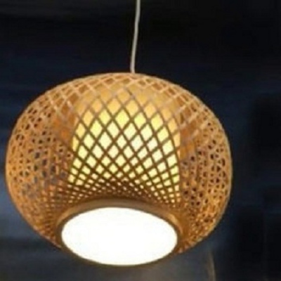 Wholesale Foyer Retro Design Kitchen Hanging Handmade Lantern  Bamboo Lamps Rattan Wicker Living Room Designer Lamp  For Hall