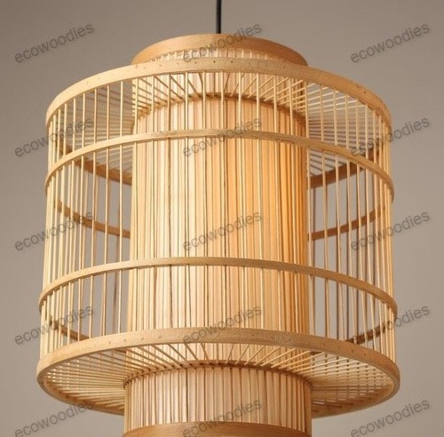 Art & Craft Handmade Eco-Friendly Bamboo Cane Rattan Wicker Hanging Lampshade Woven Chandelier Shape Ceiling Light Shade