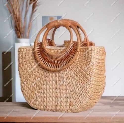 Stylish Halfmoon Bamboo Tote Bag For Fashionable Women Summer Vacation Bag Half Moon Bamboo Handbag Bamboo Handle Bags