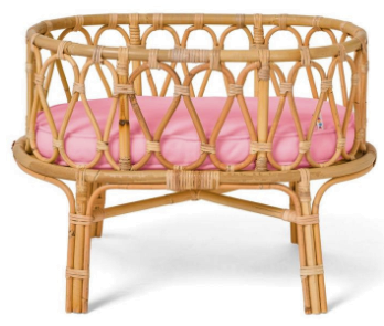 Wholesale Assembled Wooden Gift Toys Cradle Unique Rattan Bamboo Baby Bed Wicker Cane Baby Doll Toys Crib