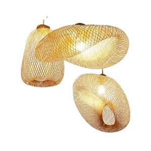 Design Style Bamboo Lighting Vintage Hand Made Rattan Drop Lights for Bedroom Retro Bamboo Rattan Lamp Rattan Ceiling Lamp