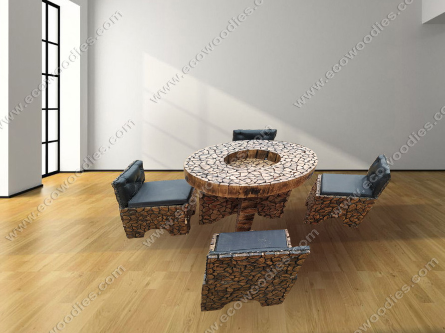 Factory Sale Natural Bamboo Log Living Room Sofa Set Of 4 Chairs And Table For Living Room Garden Indoor Outdoor Set