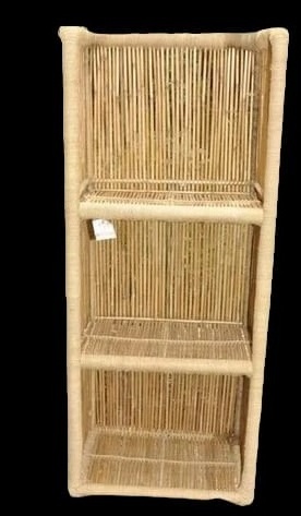 Low Price Antique Natural basket Bamboo Cane Decorative Floating Shelves Bedroom Furniture Wall Mounted Storage Rack