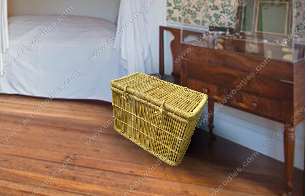 Mid-Century Style Eco Friendly Bamboo Serving Tray Storage Basket For Home Decor Hotel Restaurant Cafe