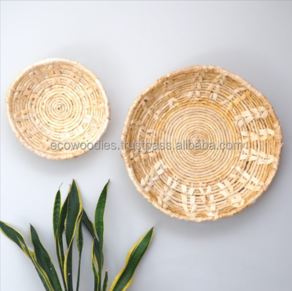 New Design  High Quality Bamboo Seagrass Wall Basket Wall For Home Decoration Rattan Wall Hanging Basket