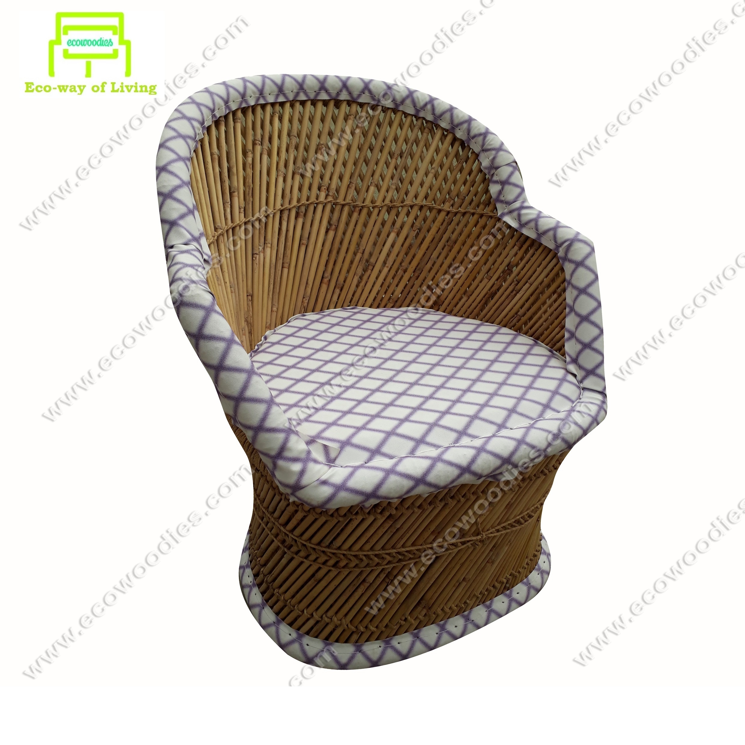 Factory Made Rattan Wicker Single Bamboo Armrest Chair With Back Cushion Bistro Chair For Garden Living Room Balcony Chair