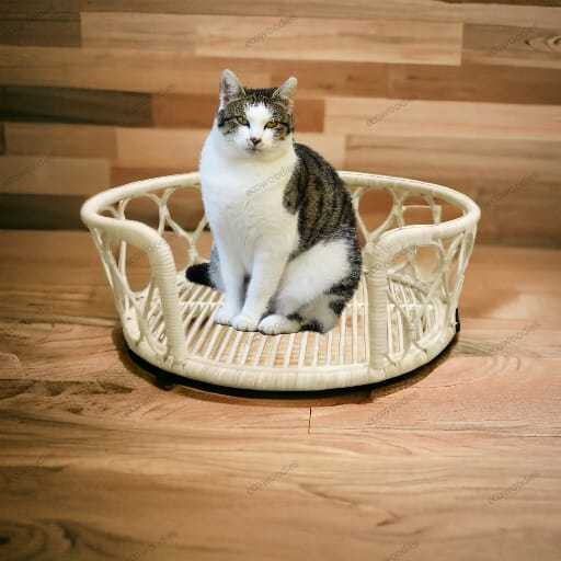 Handmade Natural Round Rattan Woven Cribs For Indoor Cats And Small Dogs Movable Indoor Outdoor Bamboo Crib For Domestic Pets