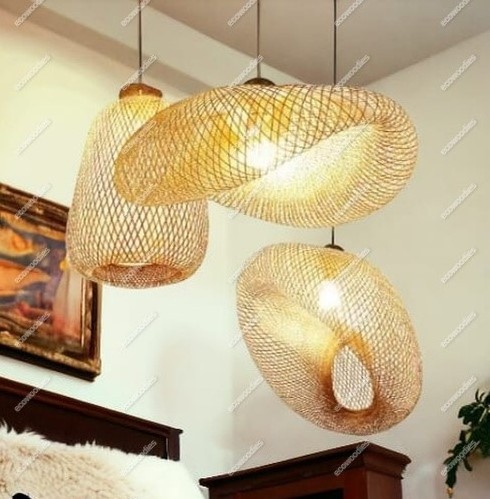 Design Style Bamboo Lighting Vintage Hand Made Rattan Drop Lights for Bedroom Retro Bamboo Rattan Lamp Rattan Ceiling Lamp