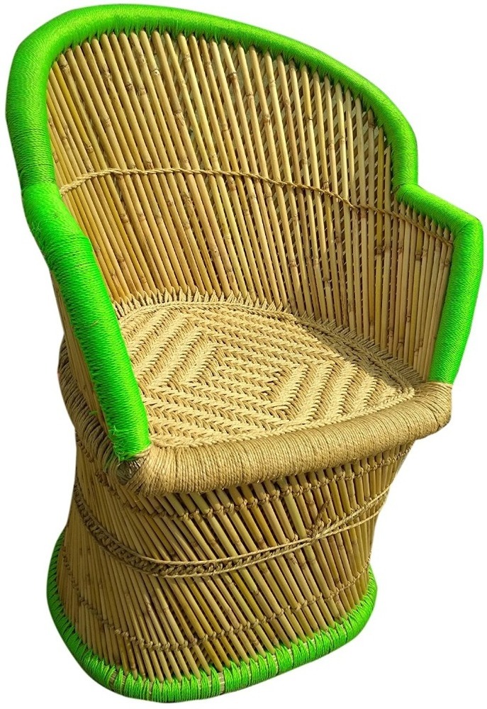 Hot selling Bamboo Wood Green Beige Color Backrest Armchair Set Of 2 Pieces For Living Room Main Hall Garden Chairs