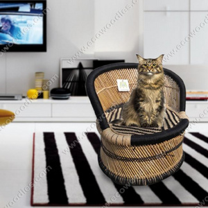 Modern design outdoor garden wicker bamboo cage houses chair hand woven Indian pet dog cat animal sitting essential for pets