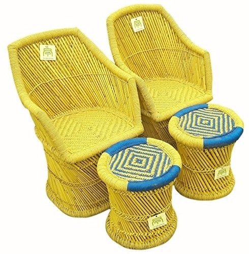 New Design Multi-Functional Luxury Handmade Cane/Bamboo Ottoman Stool Chair for Garden Dining Outdoor/Indoor