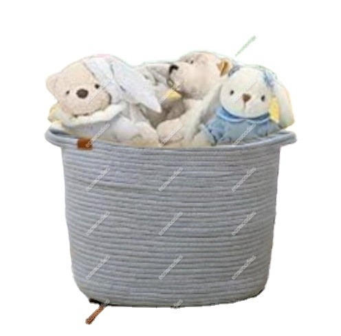 Large Cotton Rope Woven Laundry Basket  Storage Bin Woven Big Organizer Clothes Toy Cotton Rope Storage Basket With  Handles