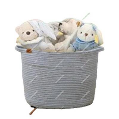 Large Cotton Rope Woven Laundry Basket  Storage Bin Woven Big Organizer Clothes Toy Cotton Rope Storage Basket With  Handles