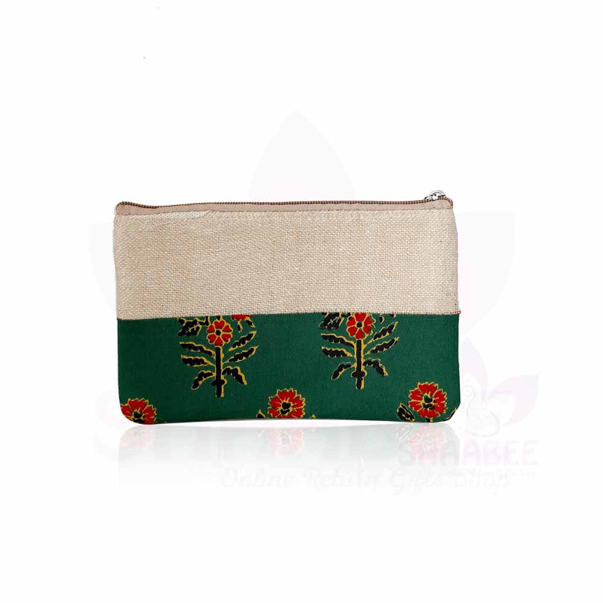 Eco Friendly Floral Printed Jute Travel Cosmetic Pouch Makeup Bag With Zipper And Affordable price