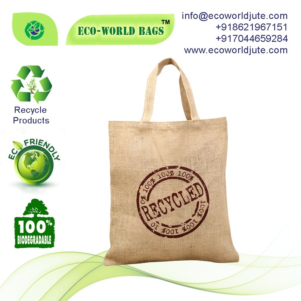 Custom Printed Carry Tote Reusable Promotional Eco Friendly Jute bag rice packing bag made in India West Bengal cheap price