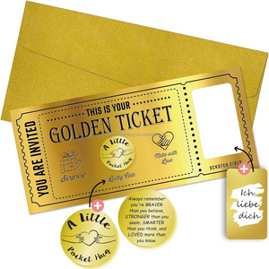 Custom Printing Write in Your Message Reveal Golden Ticket Scratch Off Card with Scratch off Label