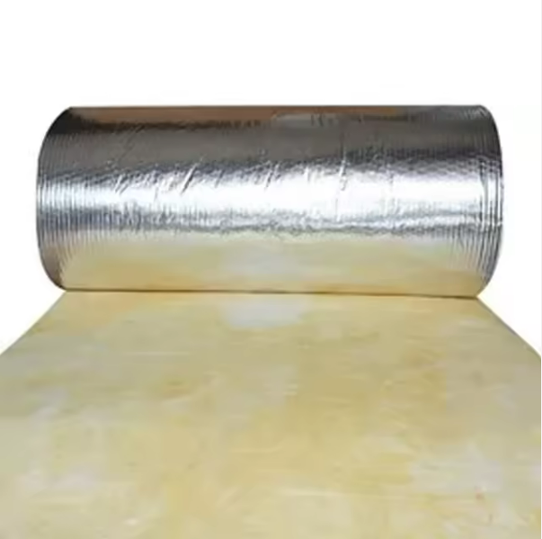 Free sample insulation glass fiber cotton roll felt Fireproof insulation 48kg/m3 50mm aluminum foil glass wool blanket