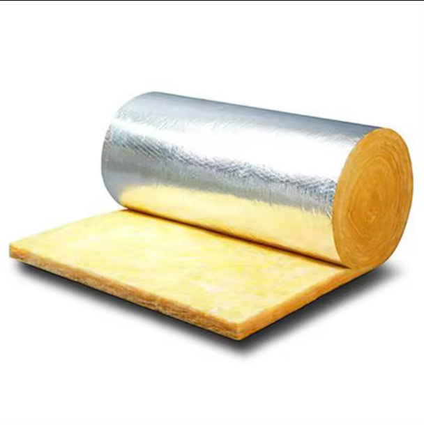 Free sample insulation glass fiber cotton roll felt Fireproof insulation 48kg/m3 50mm aluminum foil glass wool blanket