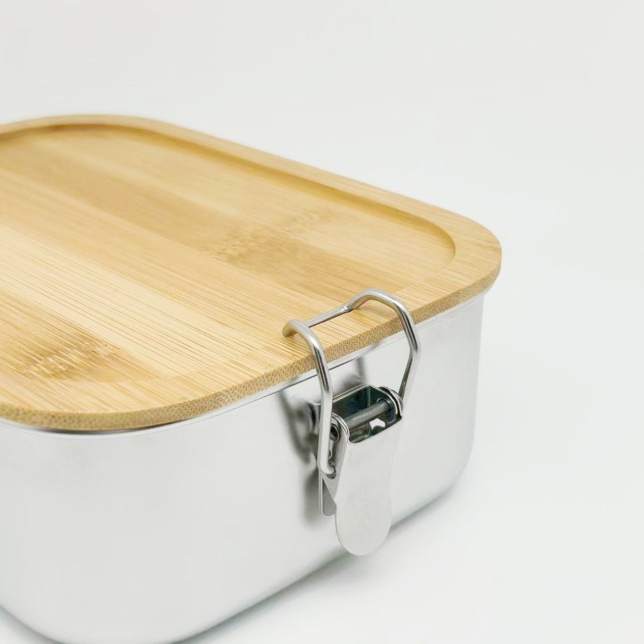 Leak Proof Stainless Steel Food Container Storage Jar Custom Metal Bento Lunch Box With Bamboo Lid