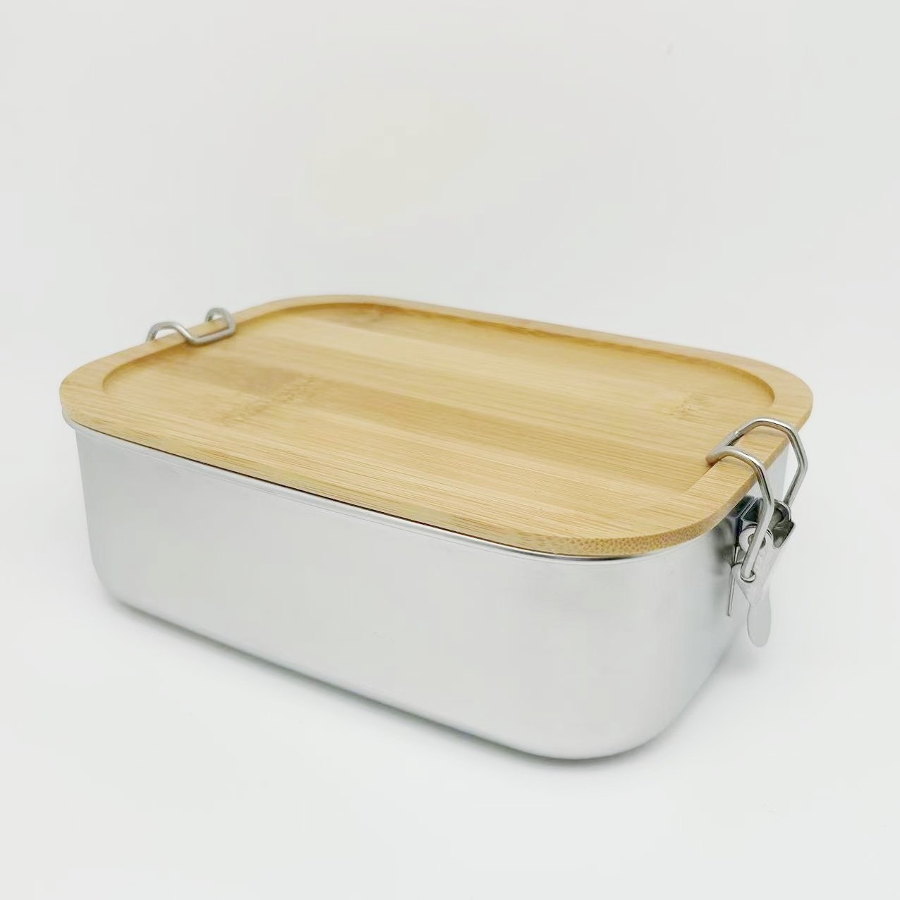 Leak Proof Stainless Steel Food Container Storage Jar Custom Metal Bento Lunch Box With Bamboo Lid