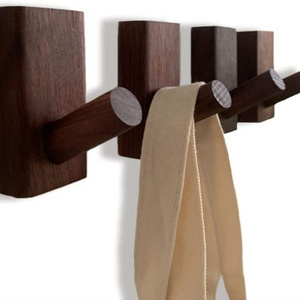 Walnut Perfect Backpack Hanger, Hat Hooks for Wall - Each Heavy Duty Wooden Wall Hook Holds