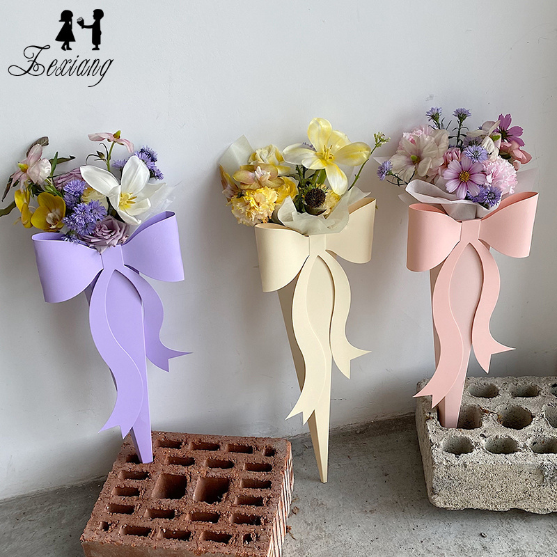 Zexiang Wholesale New Design Butterfly Shape Single Rose Flower Bag Flower Box Bouquet Holder