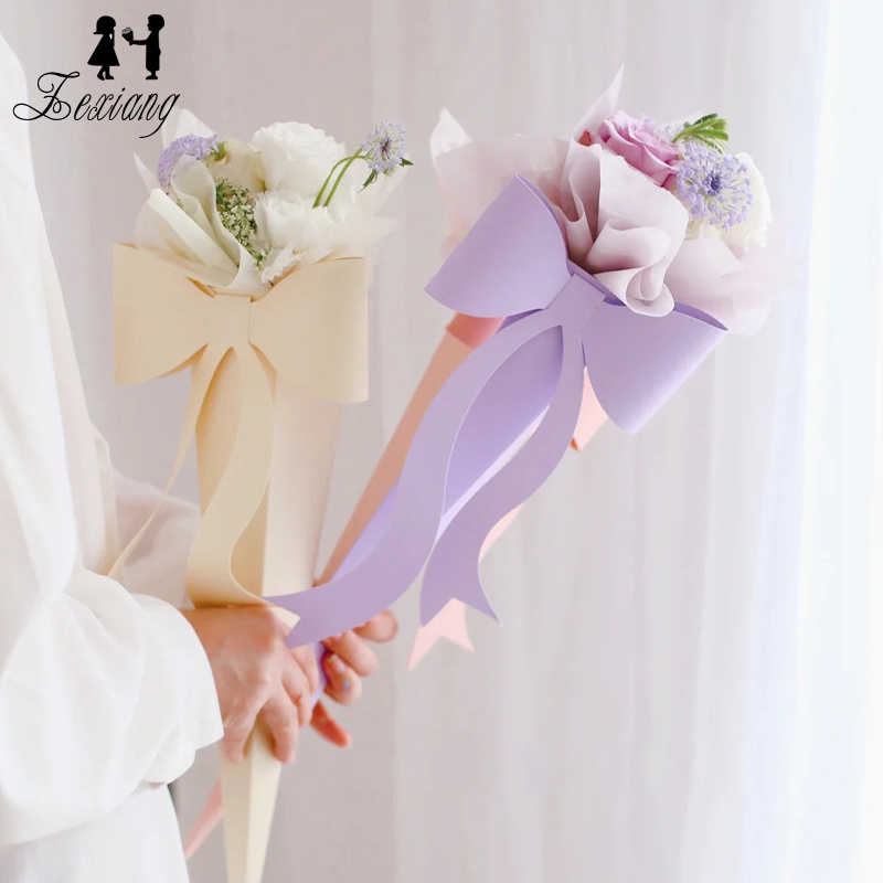 Zexiang Wholesale New Design Butterfly Shape Single Rose Flower Bag Flower Box Bouquet Holder